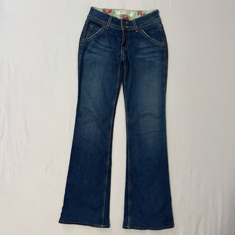Sustainable Hudson Jeans Heavy Stitch Back Flap Pocket Flare Jeans 29